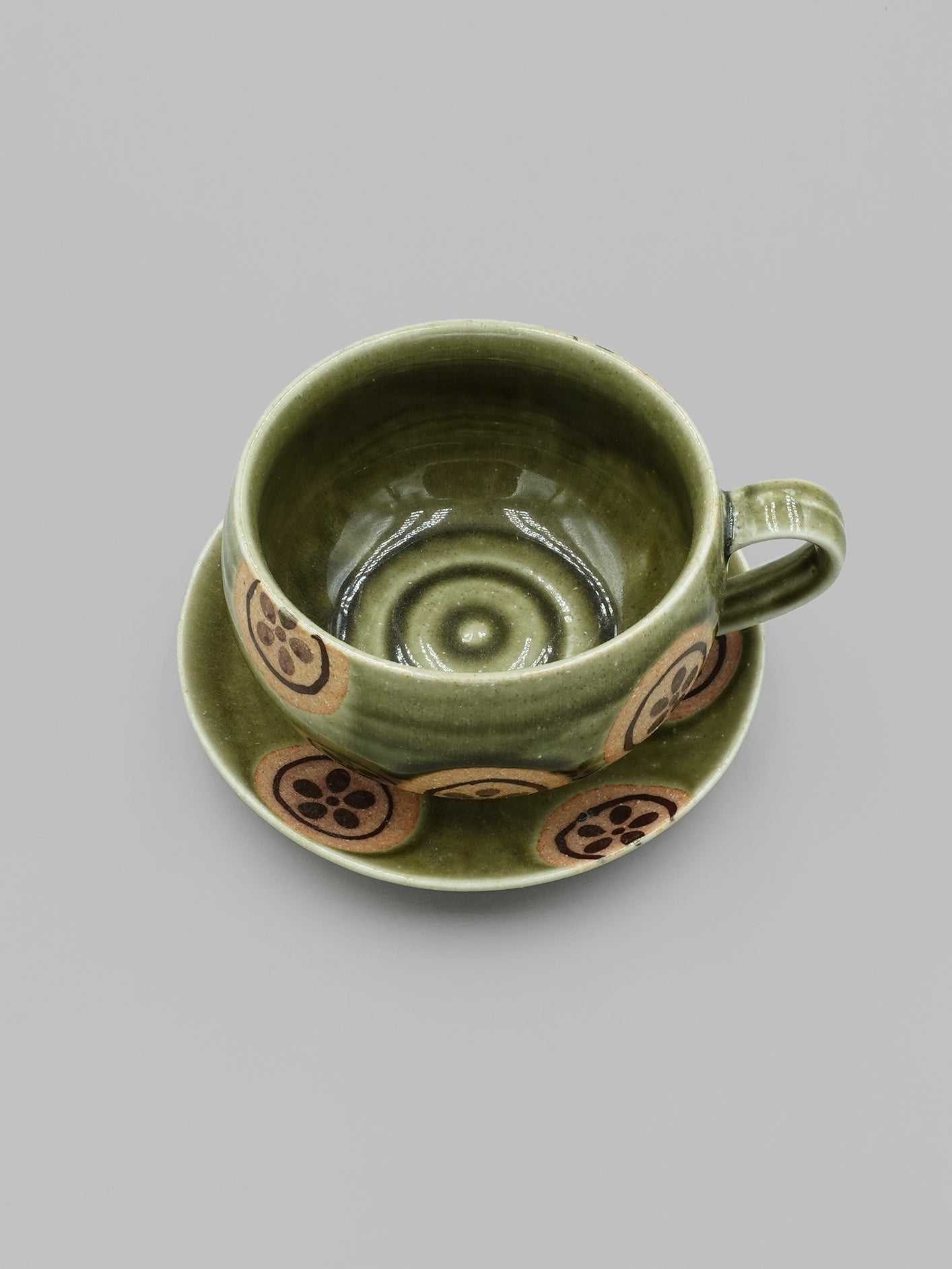 【職人手造】綠花丸紋咖啡杯組