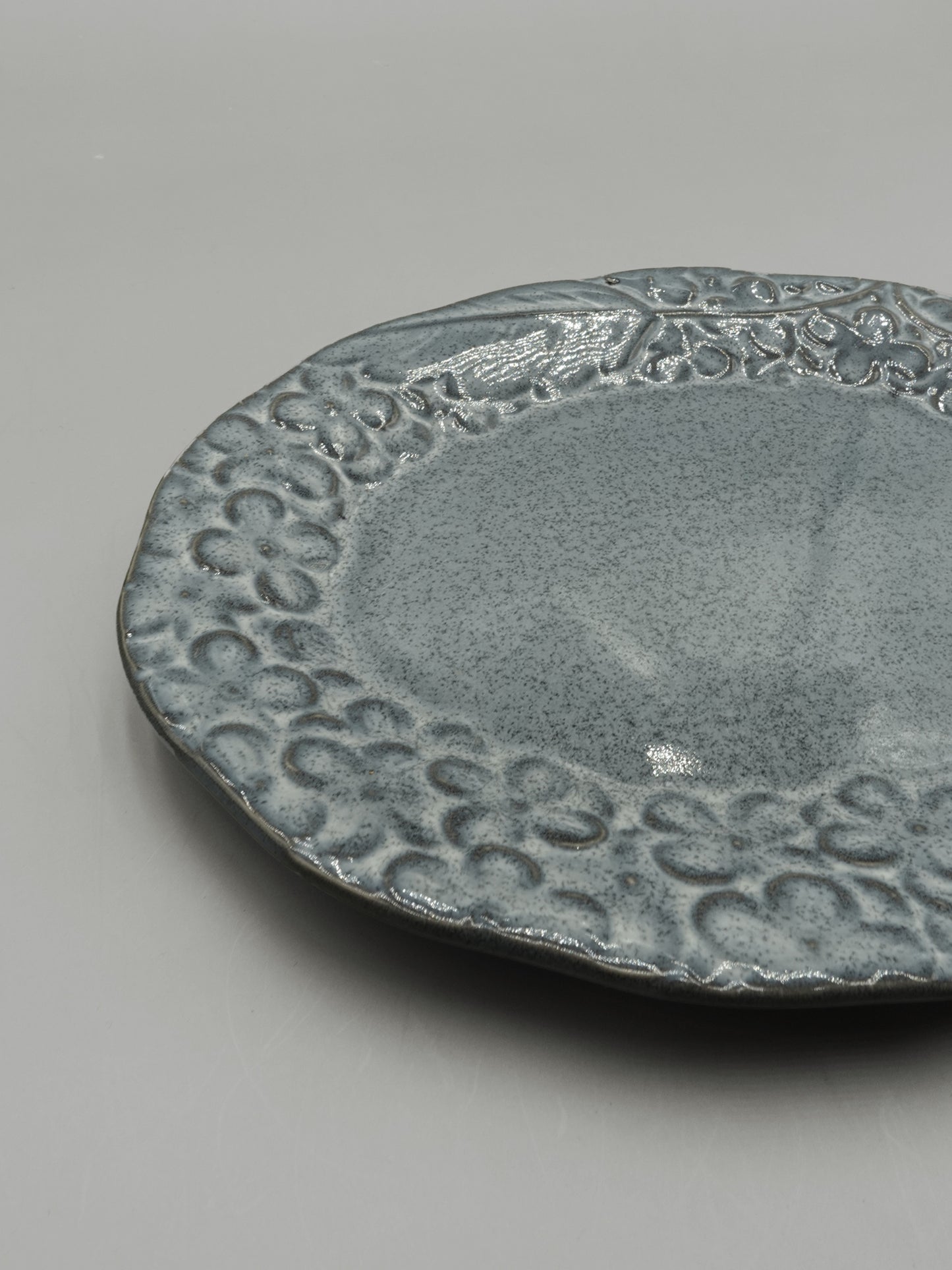 灰藍陶手造 日製 6吋橢圓皿