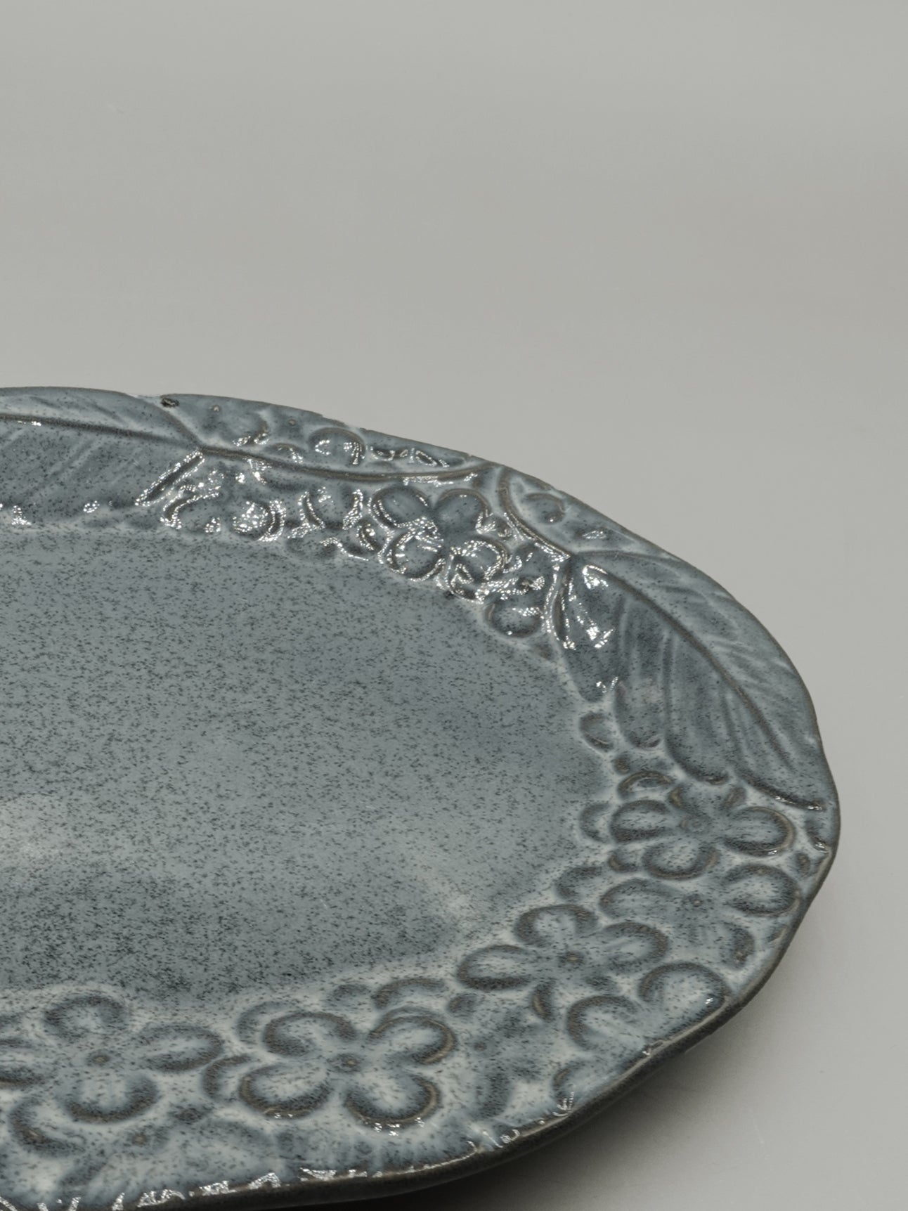 【日本製】灰藍陶手造 6吋橢圓皿