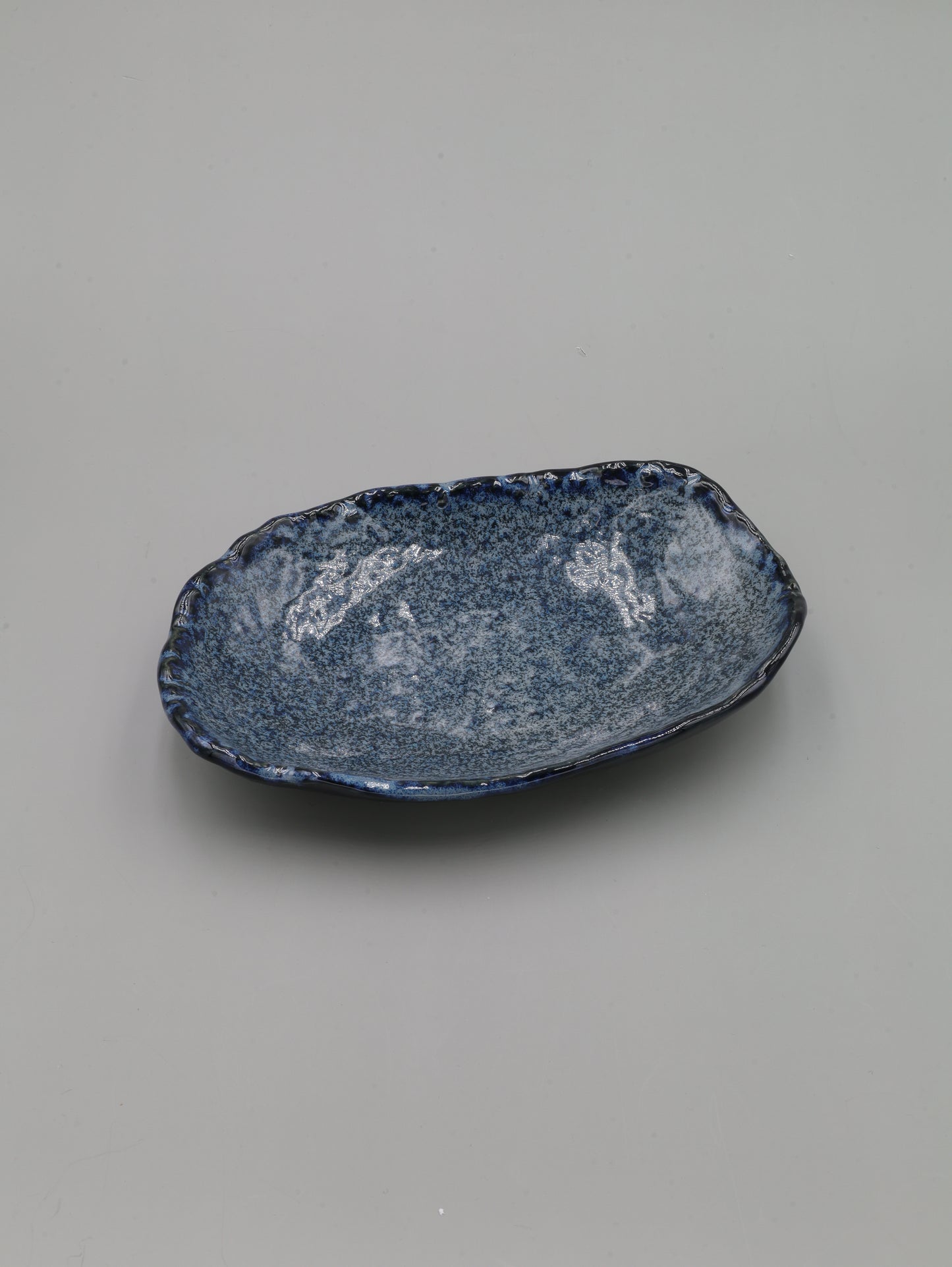 藍石釉變 手造長皿
